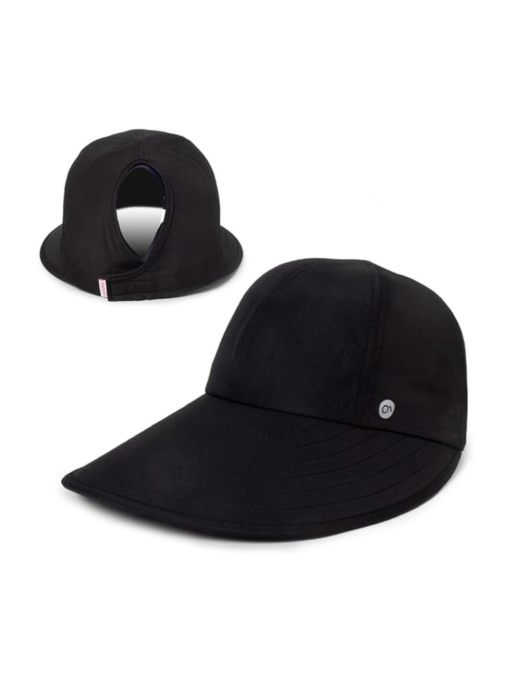 Womens Sunblocker UPF 50 Wide Brim Ponytail Sun Hat | Black | Size OS